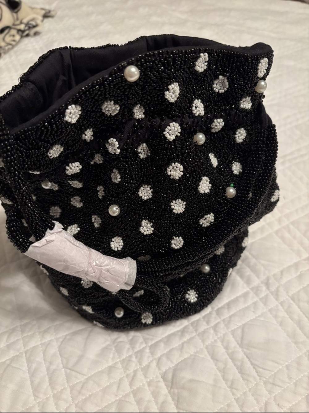kate spade Black Beaded Polka Dot Drawstring Pouch - Picture 3 of 4